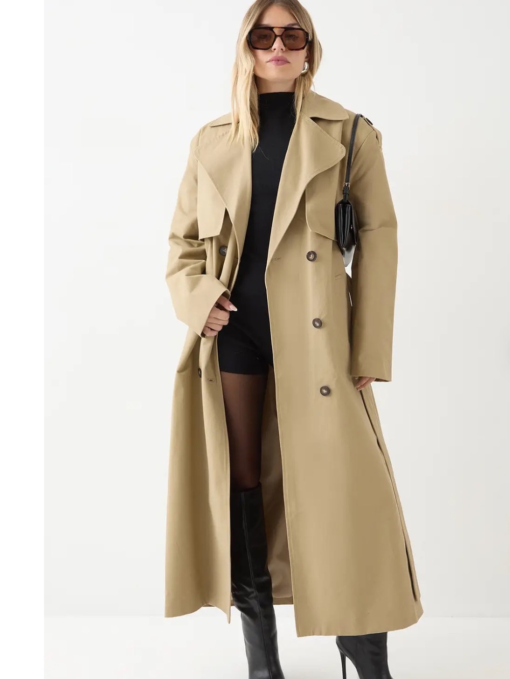 NWT Misspap Tailored Maxi Trench Coat Stone Tan Oversized size 8